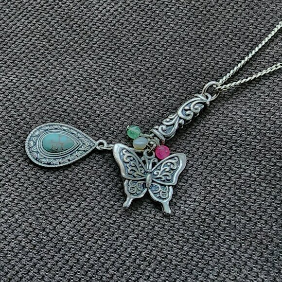 Vintage Aztec Bohemian Medallion Butterfly Necklace - Picture 13 of 15